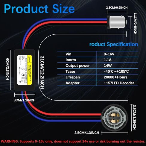 Fenikso 1157 مقاومات تحميل LED التوصيل والتشغيل أداة مكافحة الوميض، مكافحة فرط وميض خطأ فلاش إلغاء Canbus Brake-2PCS in Saudi Arabia