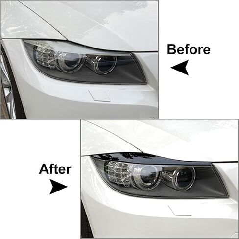 GZYF Headlight Accent Cover Forged Pattern Decoration Styling Sticker, Front Headlight Eyebrow Eyelid Cover Replacement for BMW 3 Series E90 E91 2006-2011,Glossy Black,ABS Plastic in Kuwait