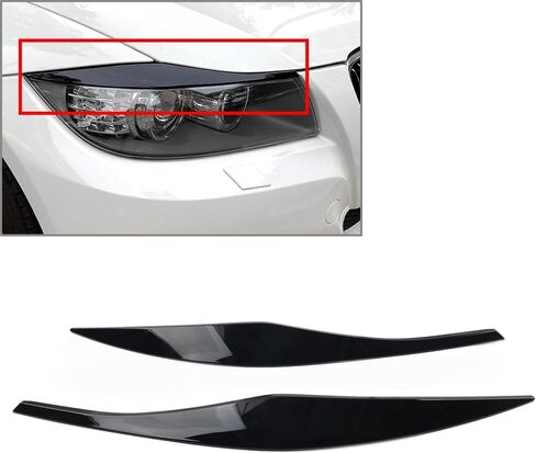 GZYF Headlight Accent Cover Forged Pattern Decoration Styling Sticker, Front Headlight Eyebrow Eyelid Cover Replacement for BMW 3 Series E90 E91 2006-2011,Glossy Black,ABS Plastic in Kuwait