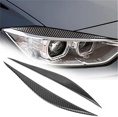2Pcs Head Light Lamp Eyebrow Decoration Moulding Cover Trim Carbon Fiber ABS Compatible for BMW F30 3 Series 2013-2017 in Saudi Arabia