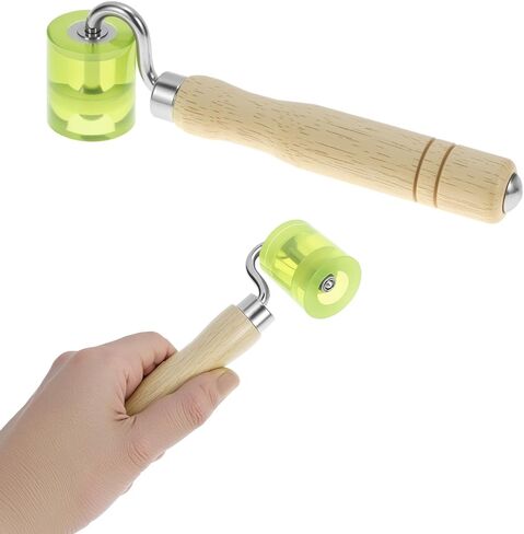 QWORK Auto Car Audio Sound Deadening Roller, PU Seam Roller for Heat Abatement Mat, Wallpaper & Mat Application, Wooden Handle, Riveted Steel Bracket, 1.6" Wide Roller in Saudi Arabia