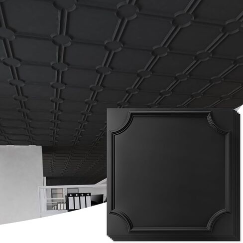 Art3d 2x2 Ft Drop Down PVC Ceiling Tiles, 3D Textured Glue up Ceiling Panel for Office Living Room Home Decor - 12-Pack Covers 48 Sq.Ft, White in Saudi Arabia