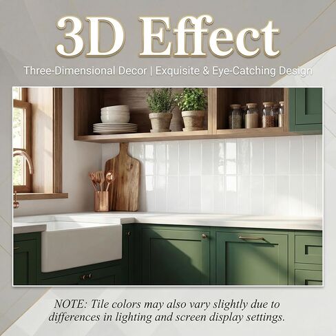 Novabright 10 Sheet Plain White Peel and Stick Backsplash Tile 12 x 12 in Rectangle Subway Self Adhesive Wall Tiles for Kitchen Wall Bathroom Countertops in Kuwait