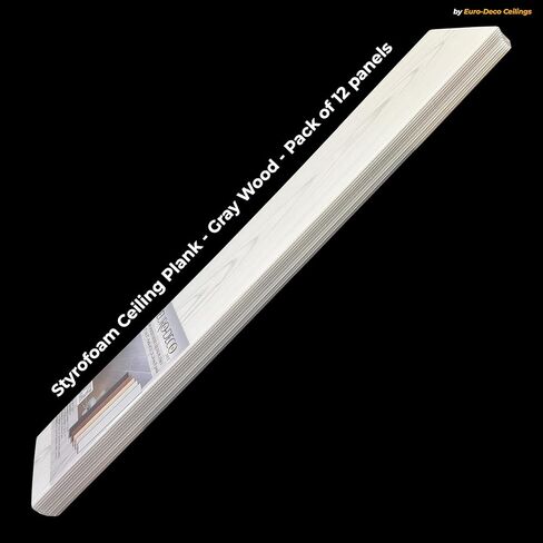 DIY Glue Up P02- Foam Ceiling Tiles Panel/Planks Gray White Wood, 39.3" x 6.5", Pack of 36 (63.72 Sq.Ft.) in Saudi Arabia