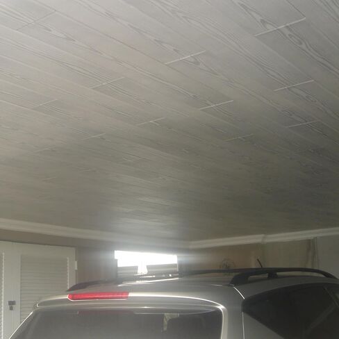DIY Glue Up P02- Foam Ceiling Tiles Panel/Planks Gray White Wood, 39.3" x 6.5", Pack of 36 (63.72 Sq.Ft.) in Saudi Arabia