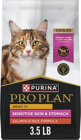 Purina Pro Plan Sensitive Skin and Bather Senior Cat Food Salmon and Rice Formula - 3.5 LB. in Kuwait