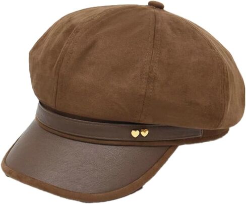Womens Suede Newsboy Cap 8 Panel Paperboy Caps with Leather Brim Vintage Baseball Hat Baker Cabbie Beret Hats in Saudi Arabia