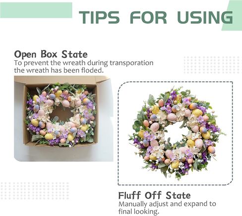 20 Inch Easter Eggs Hydrangea Flower Wreath for Front Door, Spring Summer Lamb Ear Eggs Floral Wreath with Berries for Indoor Outdoor, Easter Home Decor in Saudi Arabia