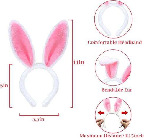 Camlinbo 6 Pack LED Easter Plush Bunny Ears Headbands, Rabbit Ear Hairband Cosplay Costume Accessories for Adult in Saudi Arabia