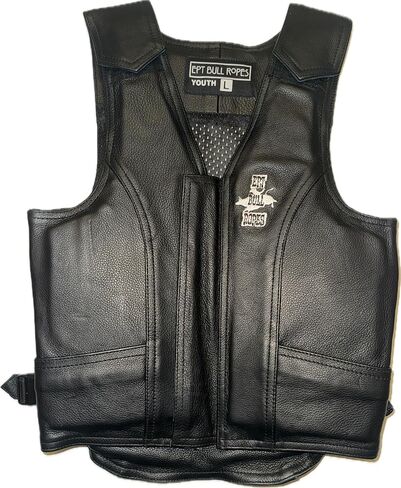 EPT Leather Bull Riding Vest - Black Leather EPT Brand - Small Child Sizes in Saudi Arabia