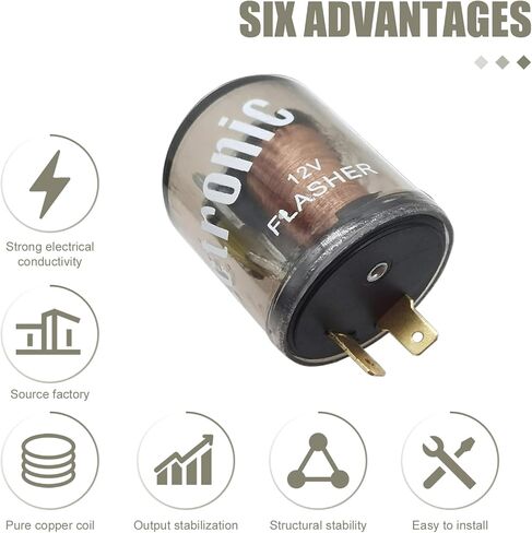 مرحلات وامضة WZP قطعتين، مرحل إشارة الانعطاف LED 12 فولت لتثبيت الوميض الفائق، مرحل فلاش إلكتروني دائري 2 دبوس، عالمي لسيارة شاحنة الدفع الرباعي والدراجة النارية (شفاف) in Kuwait