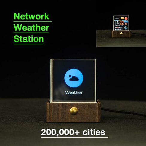 Zunate Bitcoin Stock Ticker Display, 4.3 inch LCD High Contrast Display, Crystal Glass, 2.4GHz WiFi Real Time Cryptos Price Display with Digital Clock Weather Temperature Humidity (Walnut) in Saudi Arabia