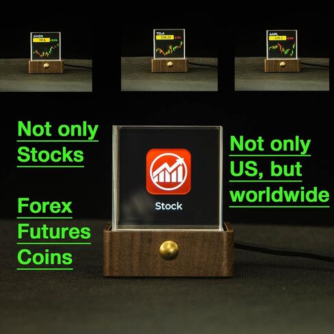 Zunate Bitcoin Stock Ticker Display, 4.3 inch LCD High Contrast Display, Crystal Glass, 2.4GHz WiFi Real Time Cryptos Price Display with Digital Clock Weather Temperature Humidity (Walnut) in Saudi Arabia