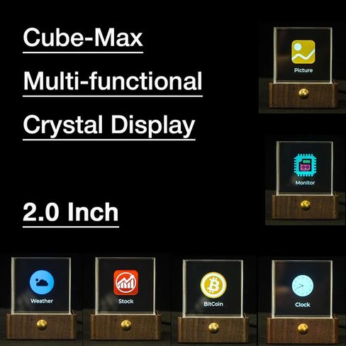 Zunate Bitcoin Stock Ticker Display, 4.3 inch LCD High Contrast Display, Crystal Glass, 2.4GHz WiFi Real Time Cryptos Price Display with Digital Clock Weather Temperature Humidity (Walnut) in Saudi Arabia