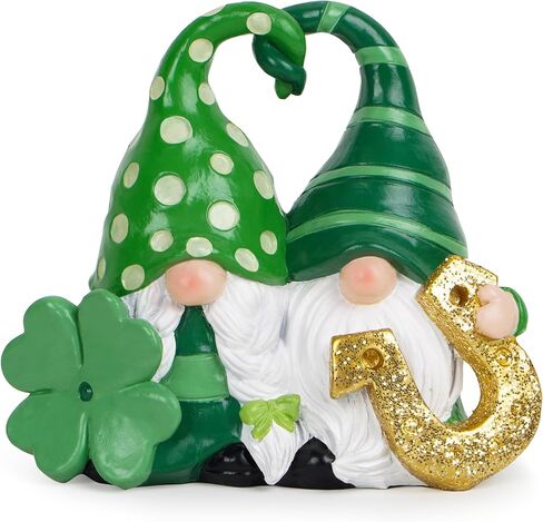 Hodao Green St Patrick‘s Day Handmade Gnome 6" H Resin Standing Figurine for Spring-Irish Gnome Elf Scandinavian Yule Nordic Figurine Home Holiday Decorations Indoor Home Decor Green Gnome (Green) in Saudi Arabia
