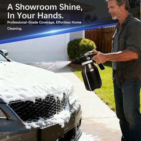 Electric Foam Sprayer for Thick Rich Foam, 2L Cordless Portable - Professional Pressurized Foam Cannon for Car Wash & Detailing, Rechargeable with Long Lasting Battery Black in Saudi Arabia