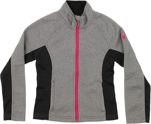 Spyder Girls Youth (7-16) Cora Color Block Full Zip Fleece Jacket, Heather Grey Medium (10-12) in Saudi Arabia