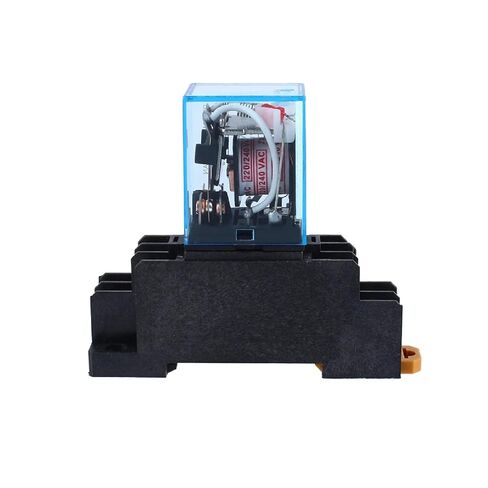 مرحل طاقة تيار متردد 220 فولت مع قاعدة مقبس، 10 أمبير DPDT، متوافق مع HHC68A-2Z LY2NJ HH62P، تحكم في الدائرة المزدوجة in Saudi Arabia