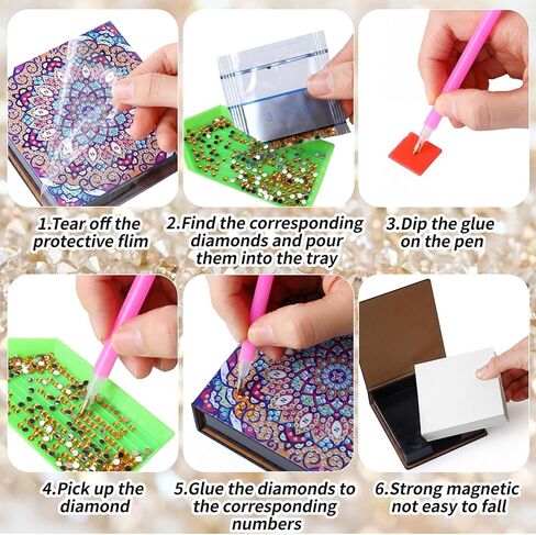 Saillong 4 قطع ماندالا الماس اللوحة ملاحظة مربع Kitsticky ملاحظة أصحاب DIY الماس الفن تخزين مربع مع 160 ملاحظات لاصقة اللوحة مذكرة الوسادة للوازم المكتبية الهدايا in Kuwait