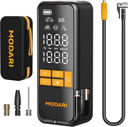 ضاغط هواء محمول منفاخ الإطارات - مضخة هواء محمولة أسرع 4 مرات بقوة 160 رطل لكل بوصة مربعة للسيارات - منفاخ إطارات لاسلكي مع مقياس - منفاخ إطارات محمول للسيارة والبيك اب والدراجة والمزيد in Kuwait
