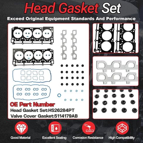 6.4 Hemi MDS Lifters Camshaft Kit with Head Gasket Set Fit for Jeep Grand Cherokee Dodge Challenger Charger Chrysler 300 6.4L V8 2012-2019 Replace#53022314AD HS26568PT in Saudi Arabia
