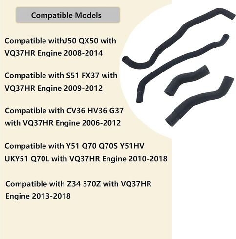 Jiayouy Valve Hose Kit Compatible with Infiniti J50 QX50 S51 FX37 CV36 HV36 G37 Y51 Q70 ⅤQ37HR, Compatible with Nissan 370Z Z34 2013-2018, 11823-EY01B 11823-EY01A 11823-EY09D 11826-EY09D in Saudi Arabia