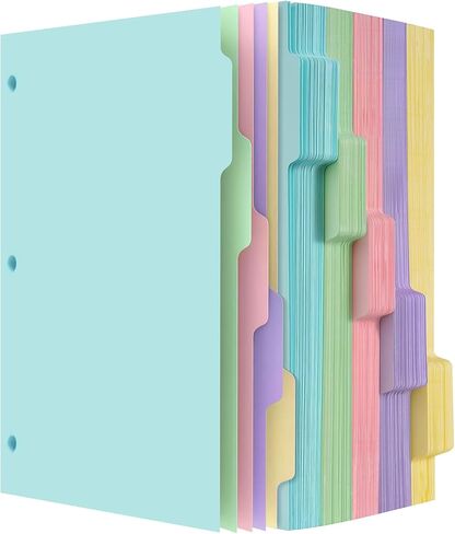 Dynta 3 Ring Binder Dividers with 5 Tabs Bulk 150 Pcs/30 Sets 8.5 x 11 Inches, Letter Size, White Thick Paper Blank 3 Hole Punch Index Divider for Kids, Students, School, Office Supplies in Saudi Arabia