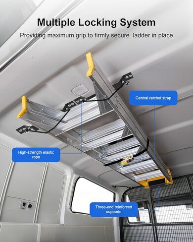 حامل تخزين سلم داخلي للشاحنة، رف سلم داخلي قابل للتعديل مناسب لسقف شاحنة مقطورة فان، دعامة سلم عالية التحمل سريعة الفك in Kuwait