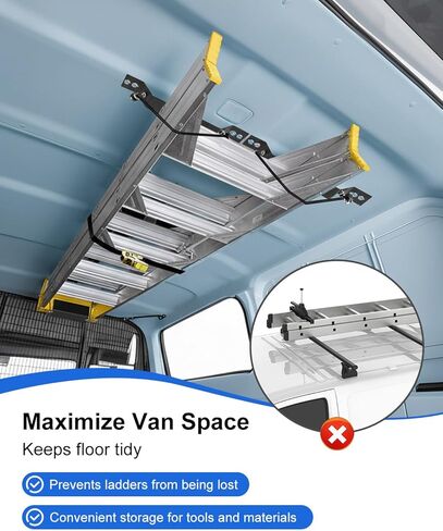 حامل تخزين سلم داخلي للشاحنة، رف سلم داخلي قابل للتعديل مناسب لسقف شاحنة مقطورة فان، دعامة سلم عالية التحمل سريعة الفك in Kuwait