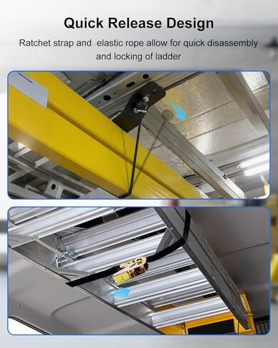 حامل تخزين سلم داخلي للشاحنة، رف سلم داخلي قابل للتعديل مناسب لسقف شاحنة مقطورة فان، دعامة سلم عالية التحمل سريعة الفك in Kuwait