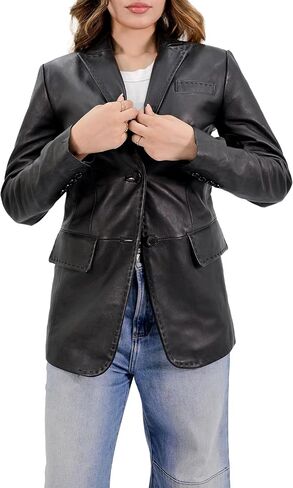 Rauly Women’s Black Genuine Leather Blazer Coat – Tailored Brown Leather Jacket Women in Saudi Arabia
