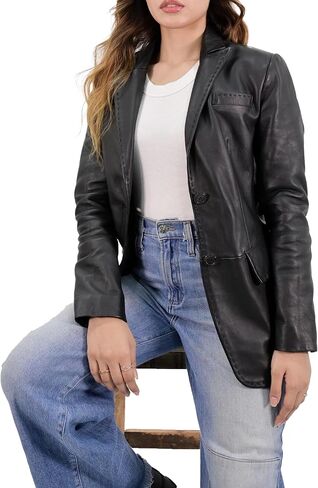 Rauly Women’s Black Genuine Leather Blazer Coat – Tailored Brown Leather Jacket Women in Saudi Arabia