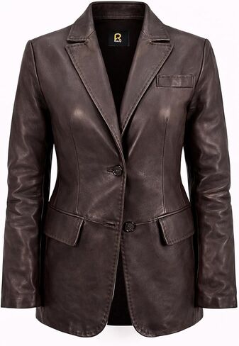 Rauly Women’s Black Genuine Leather Blazer Coat – Tailored Brown Leather Jacket Women in Saudi Arabia