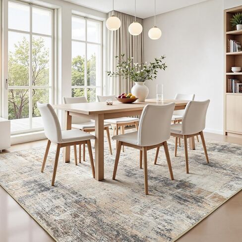 Lofus 8x10 Area Rug for Living Room, Gold Abstract Large Rugs with Non-Slip Backing, Neutral Modern Washable Carpet for Bedroom Dining Room Home Office Nursery Indoor in Saudi Arabia