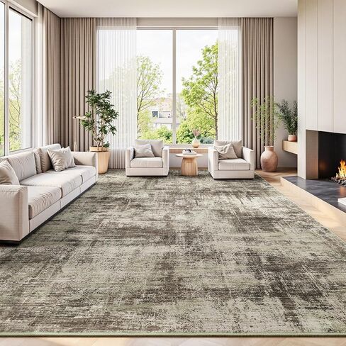 Lofus 8x10 Area Rug for Living Room, Gold Abstract Large Rugs with Non-Slip Backing, Neutral Modern Washable Carpet for Bedroom Dining Room Home Office Nursery Indoor in Saudi Arabia
