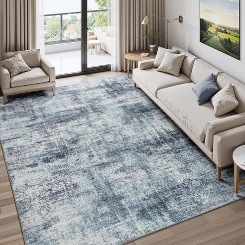 Lofus 8x10 Area Rug for Living Room, Gold Abstract Large Rugs with Non-Slip Backing, Neutral Modern Washable Carpet for Bedroom Dining Room Home Office Nursery Indoor in Saudi Arabia