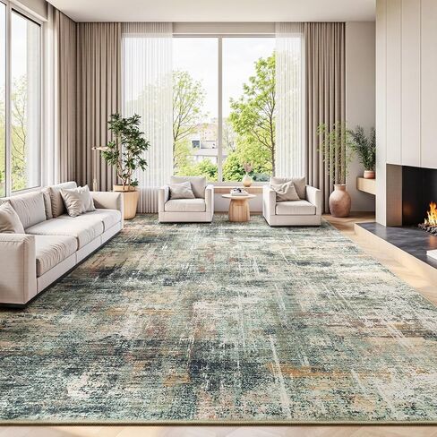 Lofus 8x10 Area Rug for Living Room, Gold Abstract Large Rugs with Non-Slip Backing, Neutral Modern Washable Carpet for Bedroom Dining Room Home Office Nursery Indoor in Saudi Arabia