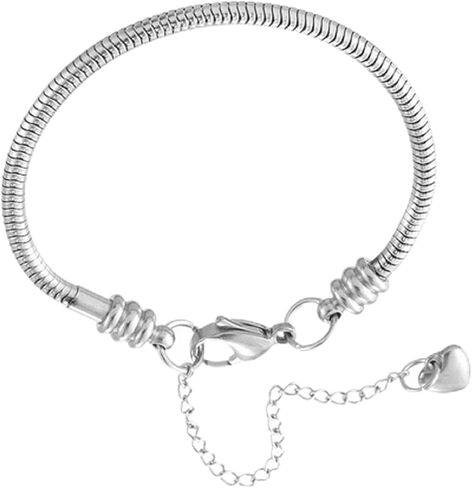 3mm Snake Chain Charm Bracelets with Heart Lobster Clasp Beads for Women Girls Jewelry Making in Saudi Arabia