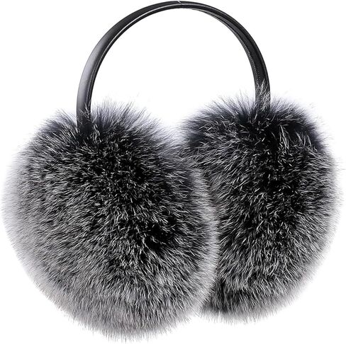 Women's Winter Fox Fur Earmuffs Genuine Raccoon Fur Ear Warmer Adjustable in Saudi Arabia