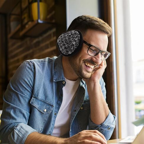Uonlytech محبوك الأذن يفشل الأذن الشتاء تدفئة الأذن مع بطانة الصوف أسود أبيض منقوشة للأذنين للرجال النساء الرياضة في الهواء الطلق حماية الطقس البارد in Saudi Arabia