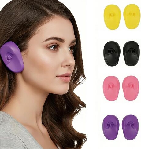 أغطية أذن من السيليكون قابلة لإعادة الاستخدام - مجموعة مكونة من 4 أزواج لتلوين الشعر وتجعيده وتصفيفه | واقيات أذن متينة لصبغ الشعر المنزلي وعلاجات الصالون الاحترافية in Saudi Arabia