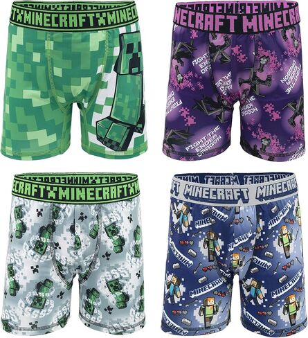 Minecraft Boys Athletic Boxer Briefs - 4-Pack Underwear Spandex Comfortable in Kuwait