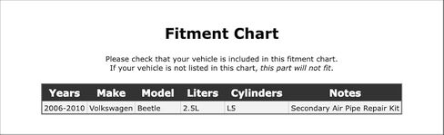 Secondary Air Injection Pipe Compatible With Volkswagen Beetle 2.5L L5 2010 2009 2008 2007 2006 P-5124104 in Saudi Arabia