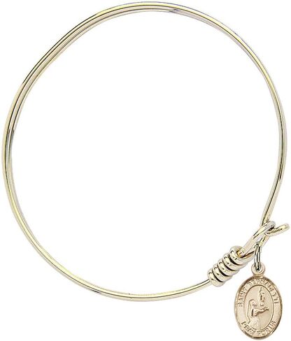 Round Eye Hook Bangle Bracelet w/St. Bernadette in Gold-Filled in Saudi Arabia