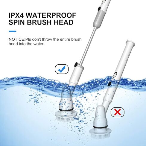 Electric Spin Scrubber, ACRIMAX Cordless Shower Cleaning Brush with 3 Ajustable Angle Head, 90mins Running Time, Extension Handle for Tub Car Shower Easy to Use, Grey in Kuwait
