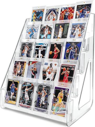 5 Tier Acrylic Card Display Stand, Clear Vertical Holder for PSA BGS SGC Graded Slabs, Trading & Sports Cards, Tool-Free Snap Assembly, Space-Saving Design for Collectors & Vendors (1 Pack) in Saudi Arabia