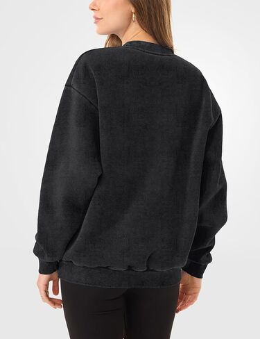 FAIABLE Womens Acid Wash Crewneck Sweatshirt Oversized Fleece Heavyweight Sweatshirts Unisex Vintage Cotton Pullover in Saudi Arabia