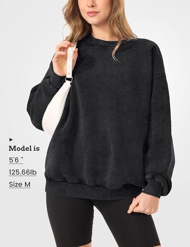 FAIABLE Womens Acid Wash Crewneck Sweatshirt Oversized Fleece Heavyweight Sweatshirts Unisex Vintage Cotton Pullover in Saudi Arabia