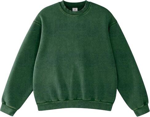 FAIABLE Womens Acid Wash Crewneck Sweatshirt Oversized Fleece Heavyweight Sweatshirts Unisex Vintage Cotton Pullover in Saudi Arabia