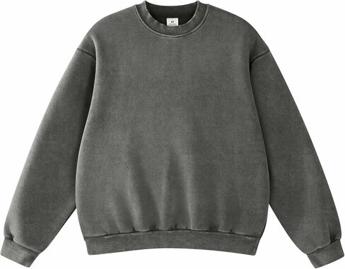 FAIABLE Womens Acid Wash Crewneck Sweatshirt Oversized Fleece Heavyweight Sweatshirts Unisex Vintage Cotton Pullover in Saudi Arabia